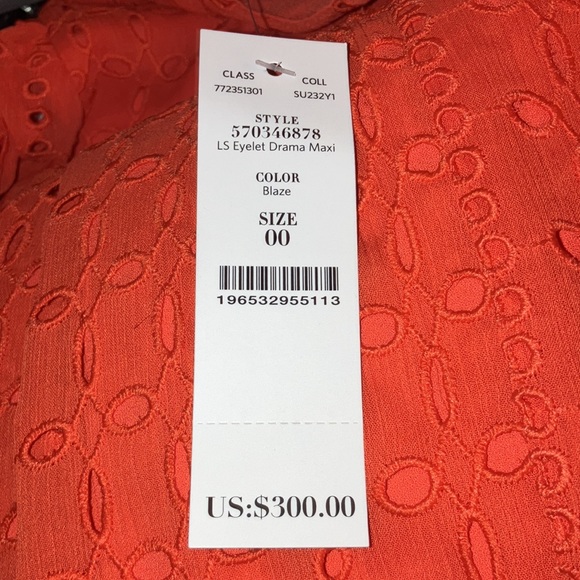 NWT WHBM Long-Sleeve Eyelet Maxi Dress - Picture 5 of 5
